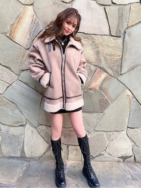 「GYDA（ジェイダ）のアイテム（テーラードジャケット）」を使った、AIさん（レディース・152cm）の冬コーディネート