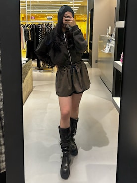 「EMODA（エモダ）のアイテム」を使った、久道理沙さん（レディース・160cm）の冬コーディネート