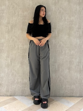 「EMODA（エモダ）のアイテム（サンダル）」を使った、久道理沙さん（レディース・160cm）の夏コーディネート