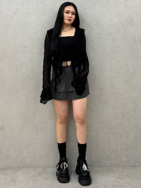 「EMODA（エモダ）のアイテム（ローファー）」を使った、久道理沙さん（レディース・160cm）の夏コーディネート