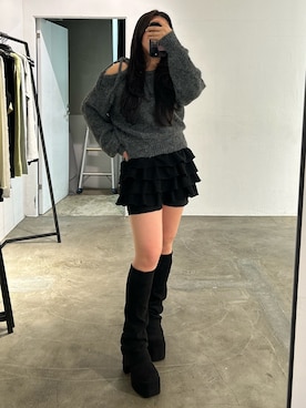 「EMODA（エモダ）のアイテム（ニット/セーター）」を使った、久道理沙さん（レディース・160cm）の秋コーディネート