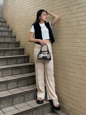 「EMODA（エモダ）のアイテム（ベスト）」を使った、久道理沙さん（レディース・160cm）の夏コーディネート