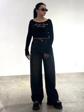 「EMODA（エモダ）のアイテム（ローファー）」を使った、久道理沙さん（レディース・160cm）の夏コーディネート