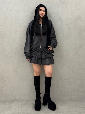「EMODA（エモダ）のバルキープランプフィットブーツ（ブーツ）」を使った、久道理沙さん（レディース・160cm）の夏コーディネート
