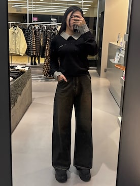 「EMODA（エモダ）のアイテム」を使った、久道理沙さん（レディース・160cm）の冬コーディネート