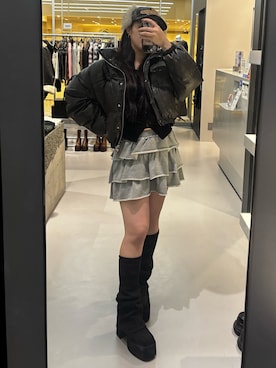 「EMODA（エモダ）のアイテム（ニット/セーター）」を使った、久道理沙さん（レディース・160cm）の冬コーディネート