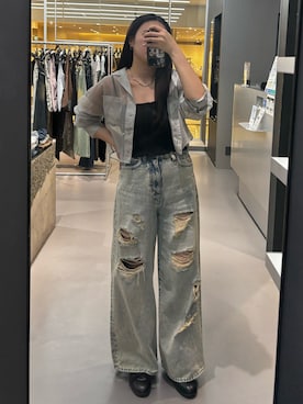 「EMODA（エモダ）のアイテム（パンツ）」を使った、久道理沙さん（レディース・160cm）の春コーディネート