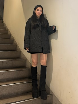 「EMODA（エモダ）のアイテム（その他アウター）」を使った、久道理沙さん（レディース・160cm）の秋コーディネート