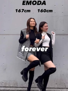 「EMODA（エモダ）のアイテム（ベスト）」を使った、久道理沙さん（レディース・160cm）の秋コーディネート