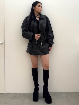 「EMODA（エモダ）のバルキープランプフィットブーツ（ブーツ）」を使った、久道理沙さん（レディース・160cm）の夏コーディネート