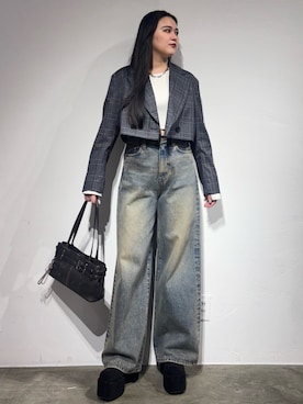 「EMODA（エモダ）のアイテム（テーラードジャケット）」を使った、久道理沙さん（レディース・160cm）の夏コーディネート