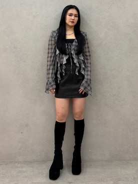 「EMODA（エモダ）のバルキープランプフィットブーツ（ブーツ）」を使った、久道理沙さん（レディース・160cm）の夏コーディネート
