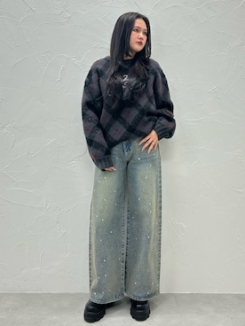 「EMODA（エモダ）のアイテム（ニット/セーター）」を使った、久道理沙さん（レディース・160cm）の秋コーディネート