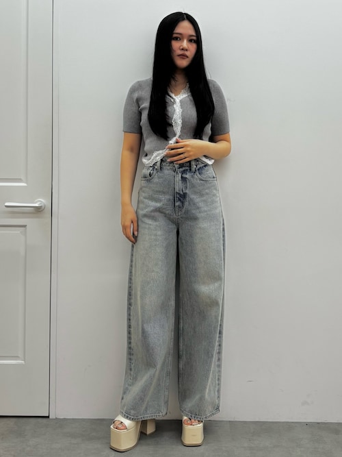 SNSで話題！】バックリボンルーズジーンズ（デニムパンツ）｜EMODA