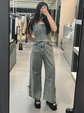 「EMODA（エモダ）のアイテム（パンツ）」を使った、久道理沙さん（レディース・160cm）の春コーディネート