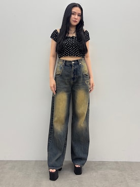 「EMODA（エモダ）のサイドオープンバルキーサンダル（サンダル）」を使った、久道理沙さん（レディース・160cm）の夏コーディネート