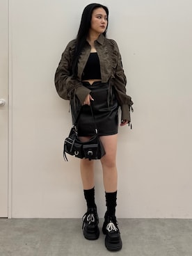 「EMODA（エモダ）のアイテム（ローファー）」を使った、久道理沙さん（レディース・160cm）の夏コーディネート