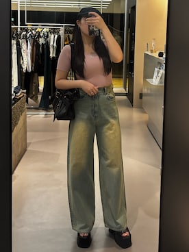 「EMODA（エモダ）のアイテム（バッグ）」を使った、久道理沙さん（レディース・160cm）の春コーディネート