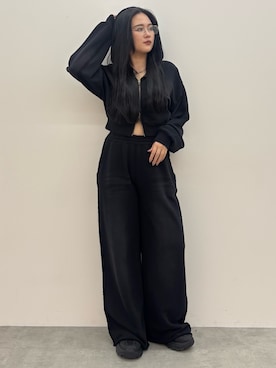 「EMODA（エモダ）のアイテム（スウェットパンツ）」を使った、久道理沙さん（レディース・160cm）の夏コーディネート