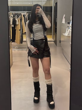 「UMBRO（アンブロ）のアイテム」を使った、久道理沙さん（レディース・160cm）の春コーディネート