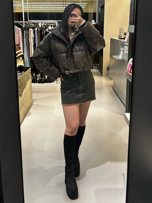 セール】フェイクレザーショートダウン（ダウンジャケット/コート