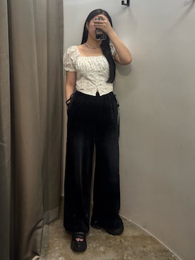 「EMODA（エモダ）のアイテム（その他パンツ）」を使った、久道理沙さん（レディース・160cm）の夏コーディネート