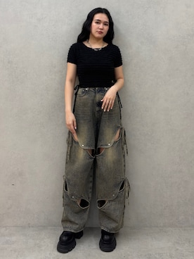 「EMODA（エモダ）のアイテム（ローファー）」を使った、久道理沙さん（レディース・160cm）の春コーディネート