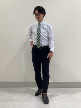 「BRICK HOUSE by TOKYO SHIRT（ブリックハウス）のアイテム（ネクタイ、グリーン系）」を使った、BRICK HOUSE by Tokyo Shirts 青森エルム店さん（レディース・164cm）の春コーディネート