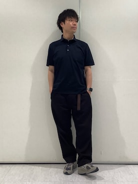 「TOKYO SHIRTS（トウキョウシャツ）のビズポロ クールタッチコットン 綿100% 半袖ポロシャツ（ポロシャツ、ブルー系）」を使った、BRICK HOUSE by Tokyo Shirts 青森エルム店さん（メンズ・171cm）の春コーディネート