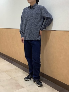 「TOKYO SHIRTS（トウキョウシャツ）のビズポロ ポロシャツ 小花柄プリント 長袖 メンズ（ポロシャツ、ブルー系）」を使った、BRICK HOUSE by Tokyo Shirts 青森エルム店さん（レディース・171cm）の秋コーディネート