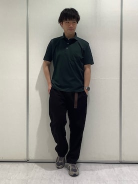 「TOKYO SHIRTS（トウキョウシャツ）のビズポロ クールタッチコットン 綿100% 半袖ポロシャツ（ポロシャツ、グリーン系）」を使った、BRICK HOUSE by Tokyo Shirts 青森エルム店さん（メンズ・171cm）の春コーディネート