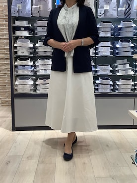 「半袖」｜「アイテム（ノーカラージャケット）」を使った、BRICK HOUSE by Tokyo Shirts 青森エルム店さん（レディース・164cm）の夏コーディネート