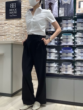 「ワーママコーデ」｜「アイテム（スラックス）」を使った、BRICK HOUSE by Tokyo Shirts 青森エルム店さん（レディース・171cm）の夏コーディネート
