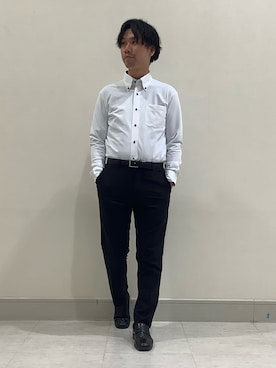 「アイテム（ビジネスシャツ）」を使った、BRICK HOUSE by Tokyo Shirts 青森エルム店さん（メンズ・175cm）の冬コーディネート