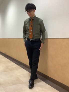 「アイテム（ビジネスシャツ）」を使った、BRICK HOUSE by Tokyo Shirts 青森エルム店さん（メンズ・175cm）の秋コーディネート