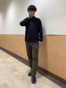 「黒シャツ」｜BRICK HOUSE by Tokyo Shirts 青森エルム店さん（メンズ・175cm）の春コーディネート