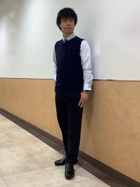 「アイテム（ビジネスシャツ）」を使った、BRICK HOUSE by Tokyo Shirts 青森エルム店さん（メンズ・175cm）の秋コーディネート