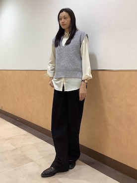 「アイテム（ニット/セーター、シルバー系）」を使った、BRICK HOUSE by Tokyo Shirts 青森エルム店さん（レディース・171cm）の冬コーディネート