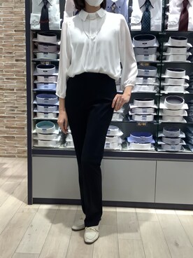 「ワーママコーデ」｜「アイテム（スラックス）」を使った、BRICK HOUSE by Tokyo Shirts 青森エルム店さん（レディース・171cm）の春コーディネート