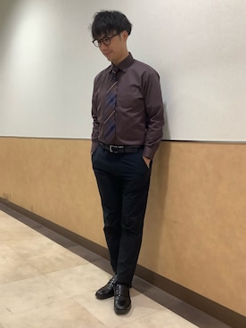 「アイテム（ビジネスシャツ）」を使った、BRICK HOUSE by Tokyo Shirts 青森エルム店さん（メンズ・175cm）の秋コーディネート