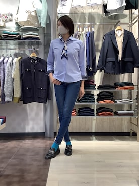 「ブルーコーデ」｜「アイテム（財布/小物）」を使った、BRICK HOUSE by Tokyo Shirts 青森エルム店さん（レディース・171cm）の秋コーディネート