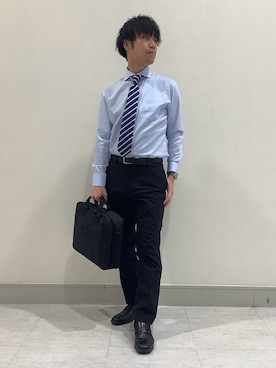 「アイテム（ビジネスシャツ）」を使った、BRICK HOUSE by Tokyo Shirts 青森エルム店さん（メンズ・175cm）の冬コーディネート