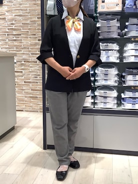 「シャツスタイル」｜「アイテム（ノーカラーコート）」を使った、BRICK HOUSE by Tokyo Shirts 青森エルム店さん（レディース・155cm）の夏コーディネート