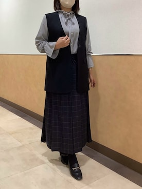 「アイテム（ベスト）」を使った、BRICK HOUSE by Tokyo Shirts 青森エルム店さん（レディース・164cm）の秋コーディネート