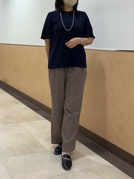 「TOKYO SHIRTS（トウキョウシャツ）のシルキーサテン ピンタック ブラウス 半袖（シャツ/ブラウス、ブルー系）」を使った、BRICK HOUSE by Tokyo Shirts 青森エルム店さん（レディース・164cm）の夏コーディネート