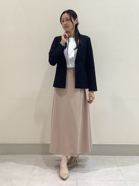 「アイテム（ノーカラージャケット）」を使った、BRICK HOUSE by Tokyo Shirts 青森エルム店さん（レディース・171cm）の冬コーディネート