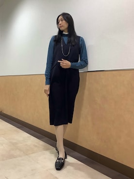 「アイテム（ジャンパースカート）」を使った、BRICK HOUSE by Tokyo Shirts 青森エルム店さん（レディース・171cm）の秋コーディネート