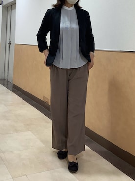 「TOKYO SHIRTS（トウキョウシャツ）のCOFREX スタンド クレリック ブラウス 七分袖 レディースデザインシャツ（シャツ/ブラウス、グレー系）」を使った、BRICK HOUSE by Tokyo Shirts 青森エルム店さん（メンズ・171cm）の春コーディネート