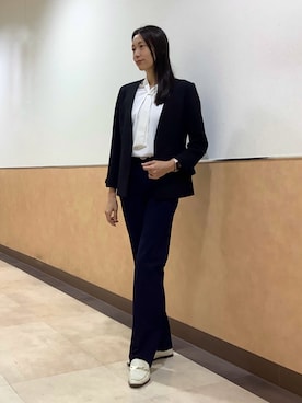 「アイテム（ノーカラージャケット）」を使った、BRICK HOUSE by Tokyo Shirts 青森エルム店さん（レディース・171cm）の秋コーディネート