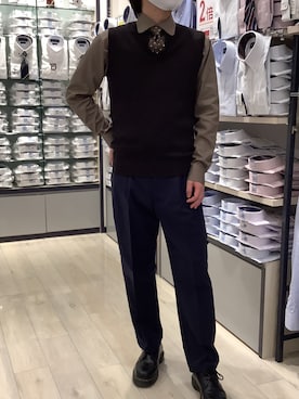 「BRICK HOUSE by TOKYO SHIRT（ブリックハウス）のアイテム（スラックス）」を使った、BRICK HOUSE by Tokyo Shirts 青森エルム店さん（メンズ・171cm）の秋コーディネート